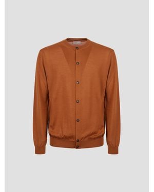 Herno Style Wool-Silk Cardigan - Brown