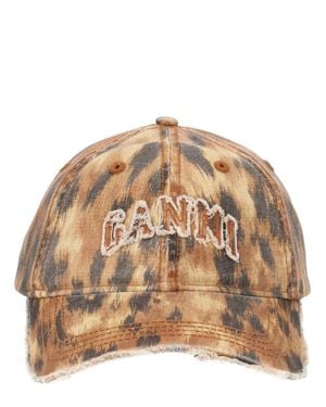 Ganni Cappello Da Baseball Con Logo - Brown