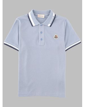 Moncler Kids Polo Shirt With Cut Sleeves - Blue
