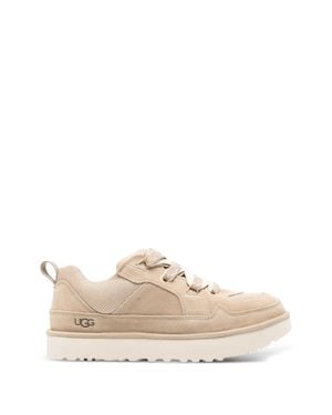 UGG Suede & Recycled Canvas Lace-Up Sneaker With Padded Tongue And Sugarcane Eva Outsole - Natural