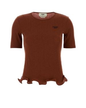 Fendi Brick Wool Top - Brown
