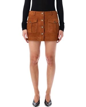 THE GARMENT Suede Mini Skirt With Buttons - Orange