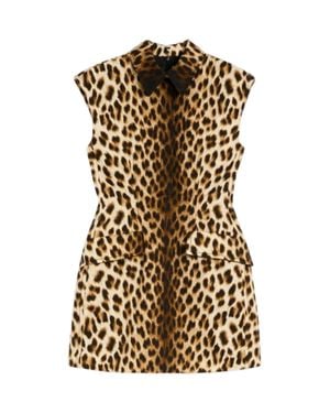 Sportmax Cotton Mini Dress With Animal Print - Brown