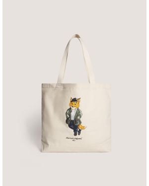 Maison Kitsuné Weekend Fox Tote Handbag - Natural