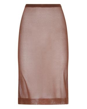 Saint Laurent Silk-Blend Ruched Skirt - Brown