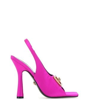 Versace Fuchsia Satin Sandals With 11 Cm Stiletto Heel - Pink