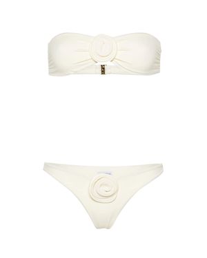 LaRevêche Floral Applique Bandeau Bikini Set - White
