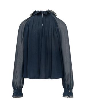 Alberta Ferretti Puff Sleeve Gathered Neck Shirt - Blue