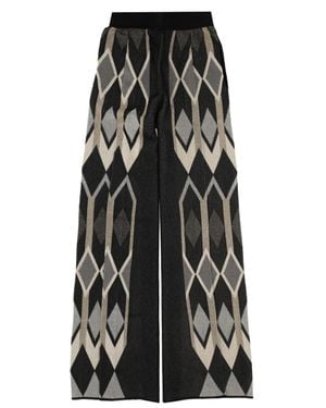 Circus Hotel Pants With Geometric Lamé Jacquard Design - Black