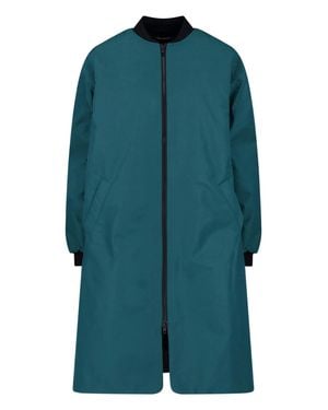 Cape Concept Long Zip-Front Coat - Blue