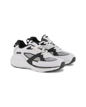 BOSS Stylish Mesh Sneakers For Boys - White