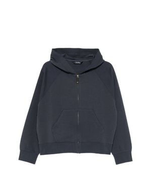 Max Mara Full-Zip Hoodie With Embroidered Logo And Front Pockets - Blue