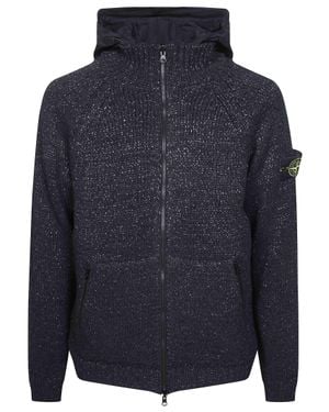 Stone Island Reversible Knitted Front Zip-Through Jacket - Blue