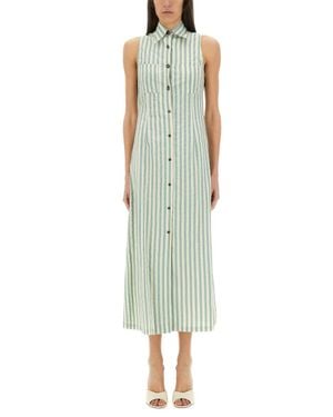 Alysi Colorful Stripes Chemisier Dress - Green