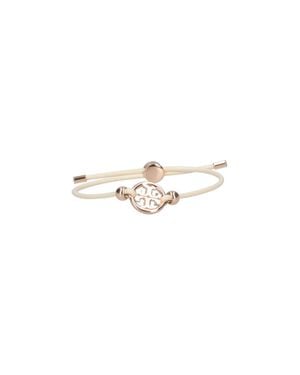 Tory Burch Bonded Leather & Brass Stud Earrings With Cubic Zirconia - White