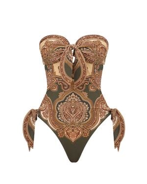 Zimmermann Mini Knot Front Bust Top With Adjustable Straps - Brown