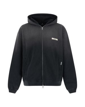 Represent Logo Tape Zip-Through Hoodie - Black