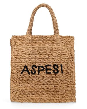Aspesi Shopper Bag With Embroidery - Brown