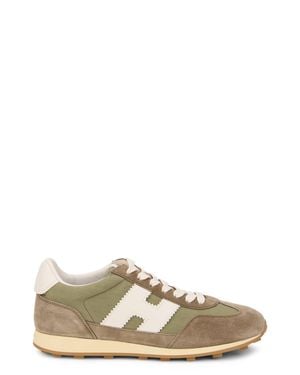 Hogan Fitted Lace-Up Sneaker With Fabric And Suede Upper - Green