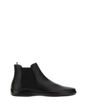 Prada Leather Ankle Boots - Black
