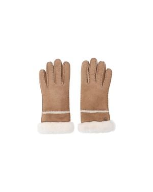UGG Shearling Trim Suede Gloves - White