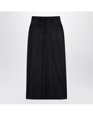 Department 5 Pinstripe Wool-Blend Skirt - Black