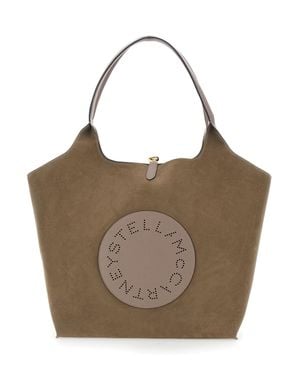 Stella McCartney Logo Reversible Tote Handbag With Alter Mat & Alter Suede, 38 Cm X 42 Cm X 12 Cm - Brown