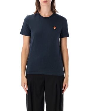 Maison Kitsuné Fox Patch Crewneck T-Shirt - Blue