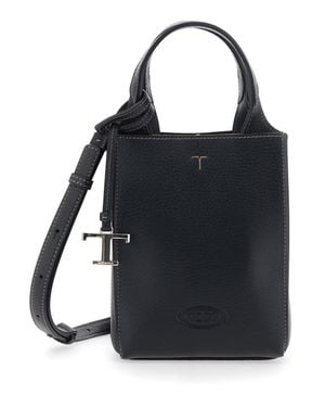 Tod's Apa Handbag With Microfiber Details, Logo And Dual-Use Handles (30 X 10 X 25 Cm) - Black