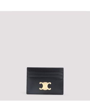 Celine Triomphe Mini Calfskin Card Holder (11Cm X 8Cm X 0.5Cm) - Black