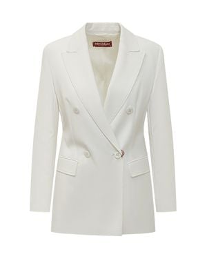 Max Mara Elegant Double Breasted Blazer With Chic Rever - White