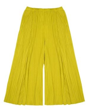 Pleats Please Issey Miyake Pleated Wide-Leg Pants For - Yellow