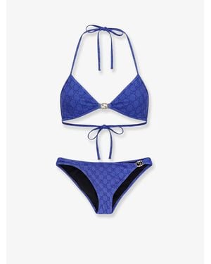 Gucci Mini Interlocking G Back Tie Top - Blue