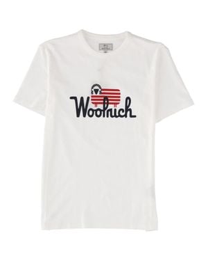 Woolrich Flag Mini T-Shirt For Boys, 100% Cotton - White