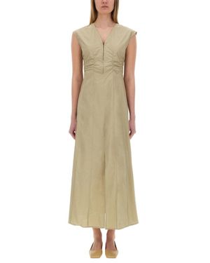 Alysi Long Poplin Dress - Natural
