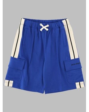 Palm Angels Mini Paint Track Cargo Shorts - Blue