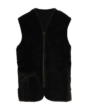 Barbour Zip-Front Faux Fur Vest - Black
