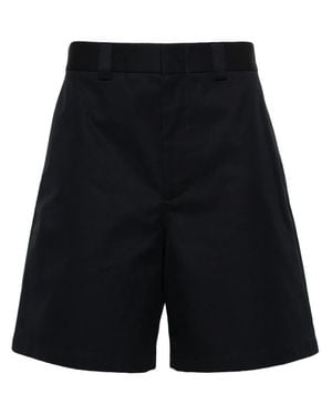 Gucci Double Cotton Twill Short With Web - Black