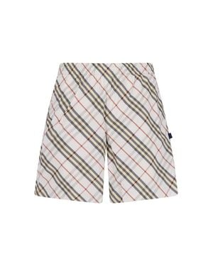 Burberry Check Print Swim Shorts - White