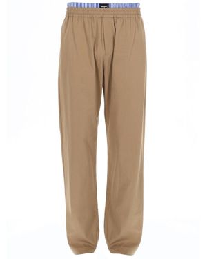 MSGM Stylish Cotton Pants For - Natural