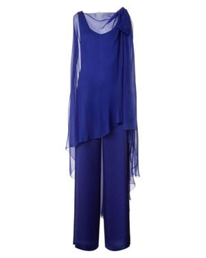 Alberta Ferretti Solid Scoop Neck Jumpsuit - Blue