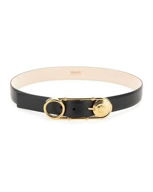 Versace Safety Pin Leather Belt - Natural