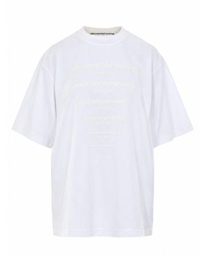 Alexander Wang Logo Cotton T-Shirt With Crew Neck, Oversized Fit, Voluminous Sleeves - White