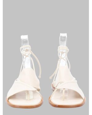 Hereu Asymmetric Sandal Clava Lambskin - White