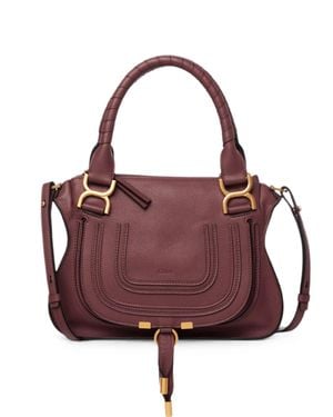 Chloé Mini Leather Zip-Top Shoulder Bag With Removable Strap - Purple