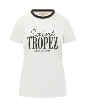 MICHAEL Michael Kors Stylish T-Shirt With Stampaint Front Design - White