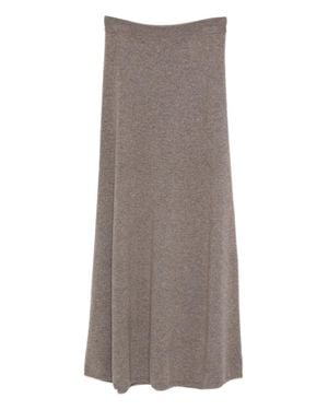 Lisa Yang Ribbed A-Line Midi Skirt With Sophisticated Waistband - Brown
