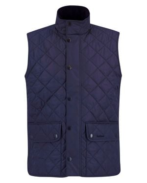 Barbour Quilted Point Collar Front Button Closure Sleeveless Vest For - Blue