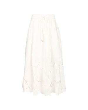 Zimmermann Mini Drawstring Waist Skirt With Geometric Cut-Outs - White