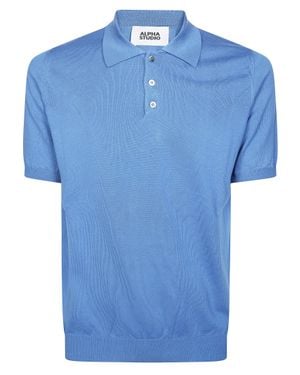 Alpha Studio Classic Polo With Buttons - Blue